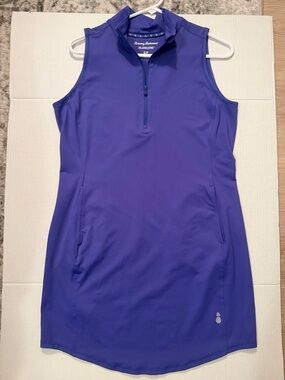 Tommy Bahama Aubrey blue Iris IslandZone Zip-Front Performance dress sz small